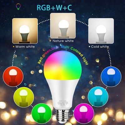 หรี่แสงได้ E26 Smart WiFi LED Bulbs ทำงานร่วมกับ Alexa Google Home 2700K-6500K RGBWW